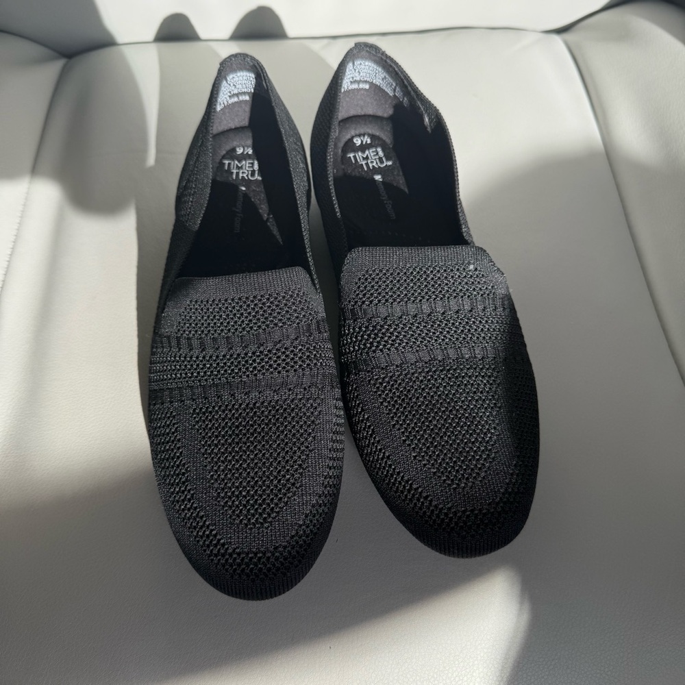 Time and Tru Black Knit Slip-On Flats | Size 9.5 | New Without Tags